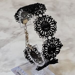 Black Lace Crochet‎ Bracelet Floral Whimsygoth Gothic Romantic Victorian Costume